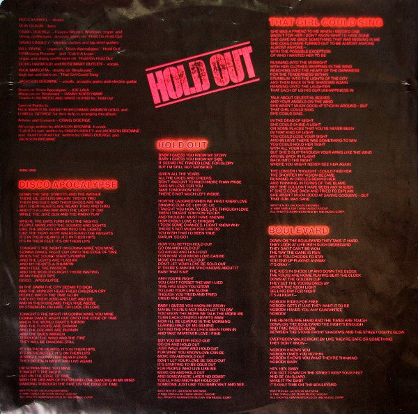 Jackson Browne - Hold Out - LP