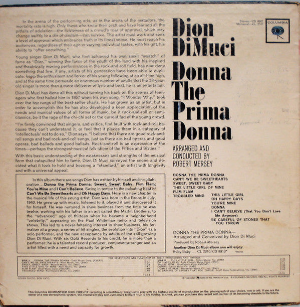 Dion DiMuci* - Donna The Prima Donna - LP
