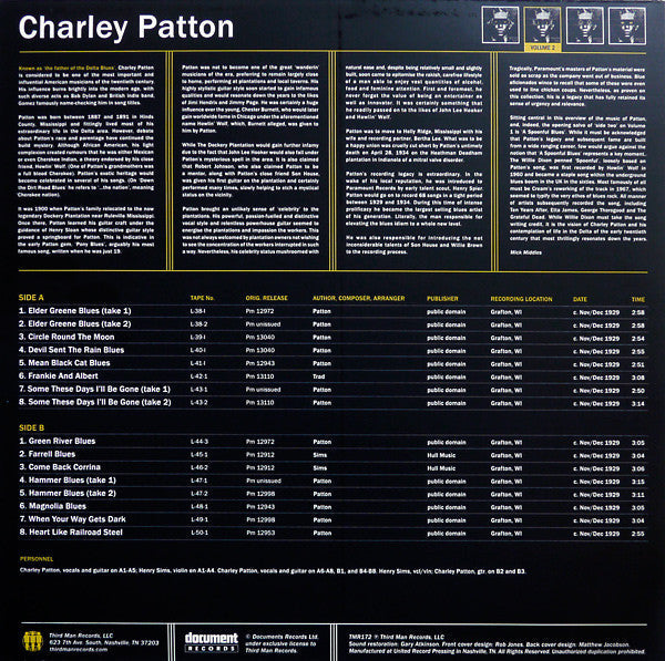 Charley Patton - Complete Recorded Works In Chronological Order Volume 2 - LP