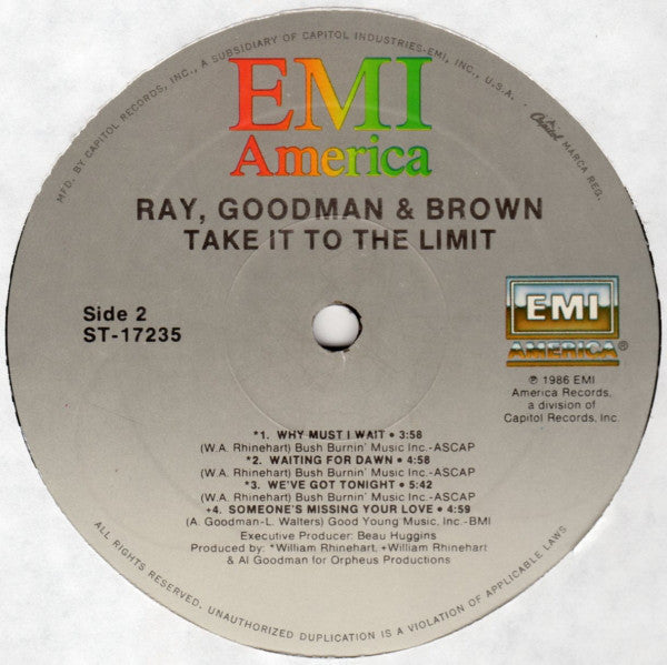 Ray, Goodman & Brown - Take It To The Limit - LP