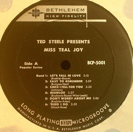 Teal Joy - Ted Steele Presents Miss Teal Joy - LP