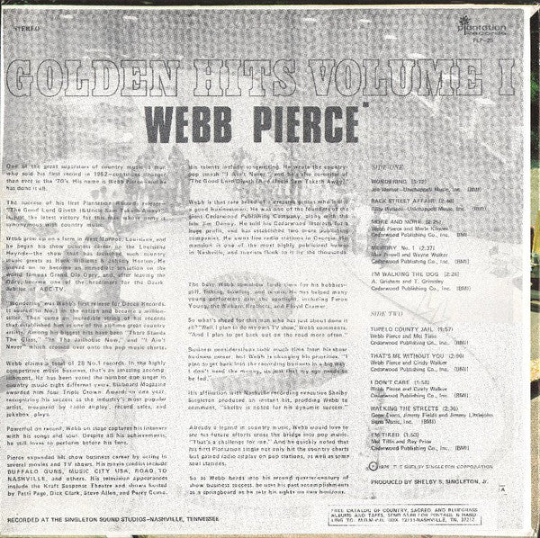 Webb Pierce - Golden Hits Volume 1 - LP