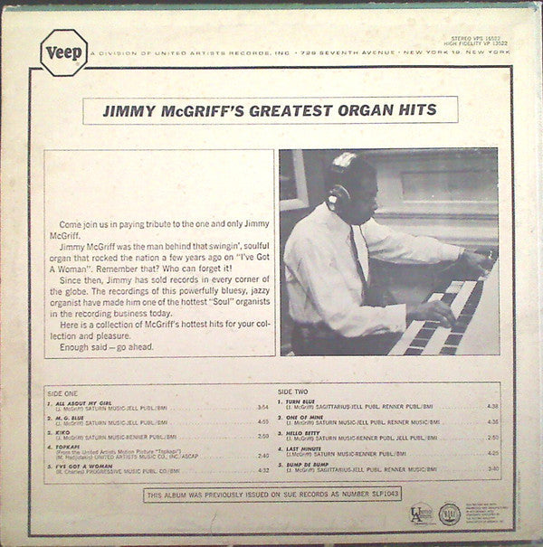 Jimmy McGriff - Jimmy McGriff's Greatest Organ Hits - LP