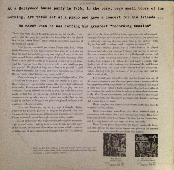 Art Tatum - The Complete Art Tatum Piano Discoveries - LP
