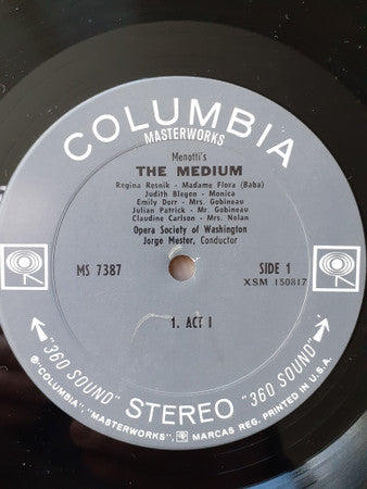 Menotti* - Regina Resnik, Judith Blegen, Opera Society of Washington, Jorge Mester - The Medium - LP