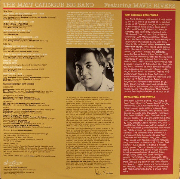 The Matt Catingub Big Band Featuring  Mavis Rivers - My Mommy & Me - LP