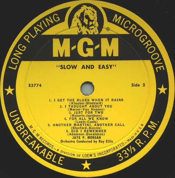 Jaye P. Morgan - Slow & Easy - LP