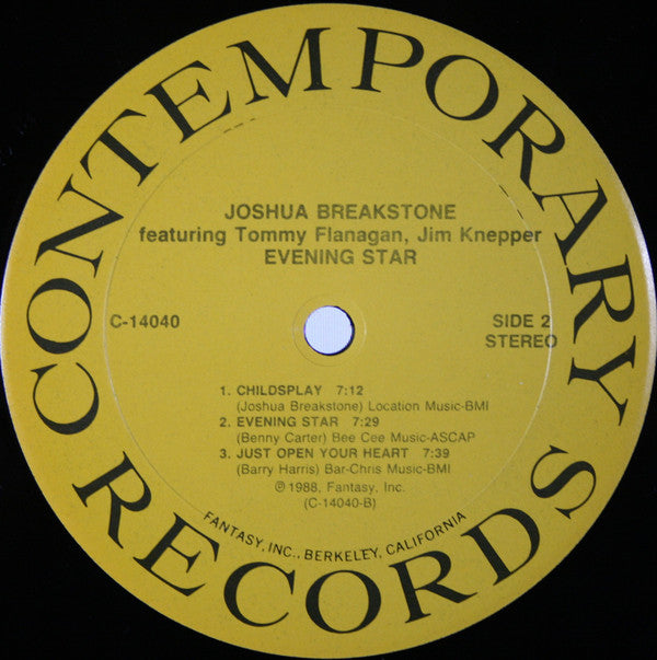 Joshua Breakstone Featuring Tommy Flanagan And Jimmy Knepper - Evening Star - LP