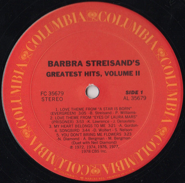 Barbra Streisand - Barbra Streisand's Greatest Hits - Volume 2 - LP