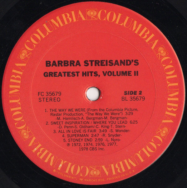 Barbra Streisand - Barbra Streisand's Greatest Hits - Volume 2 - LP