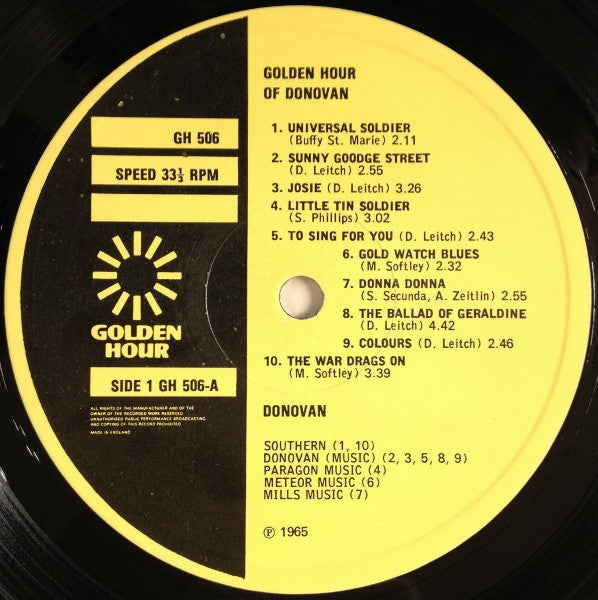 Donovan - Golden Hour Of Donovan - LP