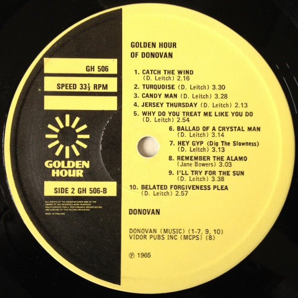 Donovan - Golden Hour Of Donovan - LP