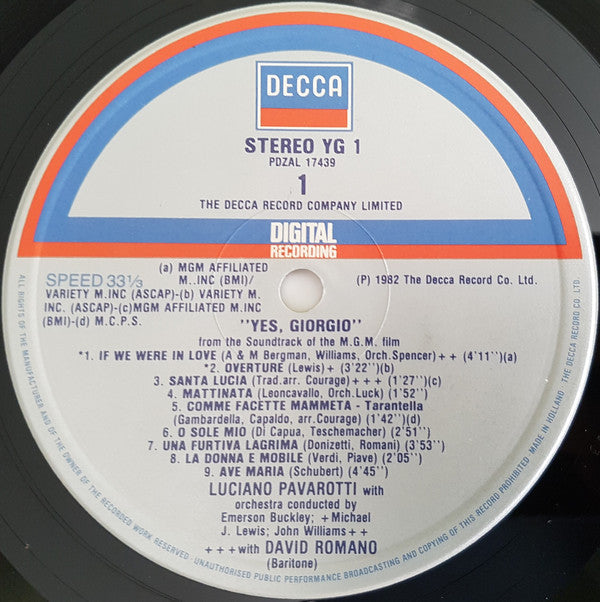 Luciano Pavarotti - Yes, Giorgio - LP