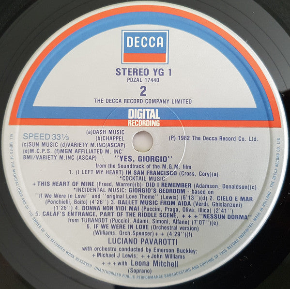 Luciano Pavarotti - Yes, Giorgio - LP