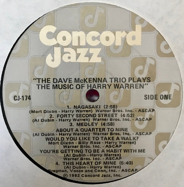 The Dave McKenna Trio - Plays The Music Of Harry Warren - LP