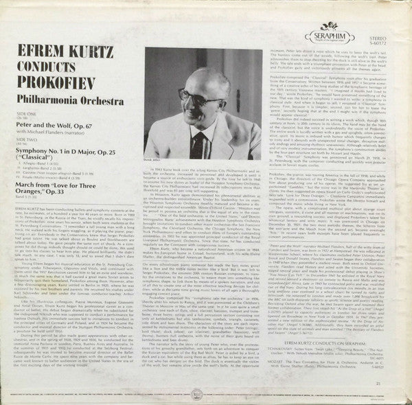 Prokofiev*, Efrem Kurtz Conducting The Philharmonia Orchestra - Peter And The Wolf / Classical Symphony / March From "Love For Three Oranges" - LP