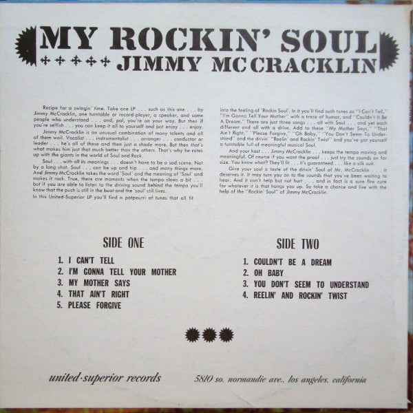 Jimmy McCracklin - My Rockin' Soul - LP