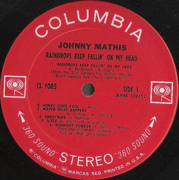 Johnny Mathis - Raindrops Keep Fallin' On My Head - LP