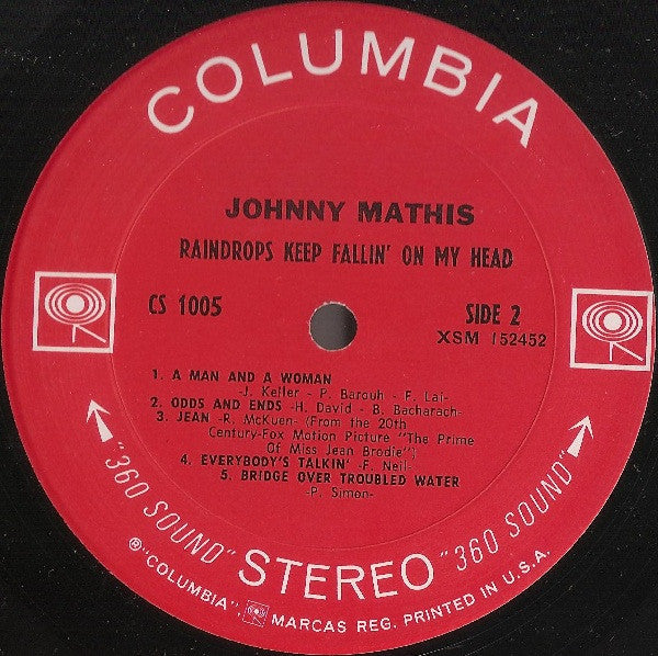 Johnny Mathis - Raindrops Keep Fallin' On My Head - LP
