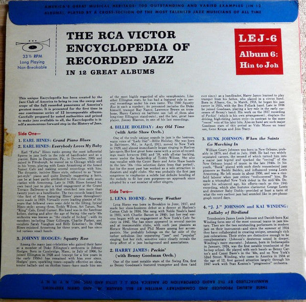 Various - The RCA Victor Encyclopedia Of Recorded Jazz: Album 6 - Hin To Joh - LP
