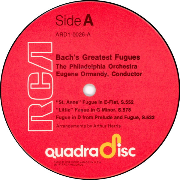 Johann Sebastian Bach, Eugene Ormandy, The Philadelphia Orchestra - Bach's Greatest Fugues Scored For Double Orchestra - LP