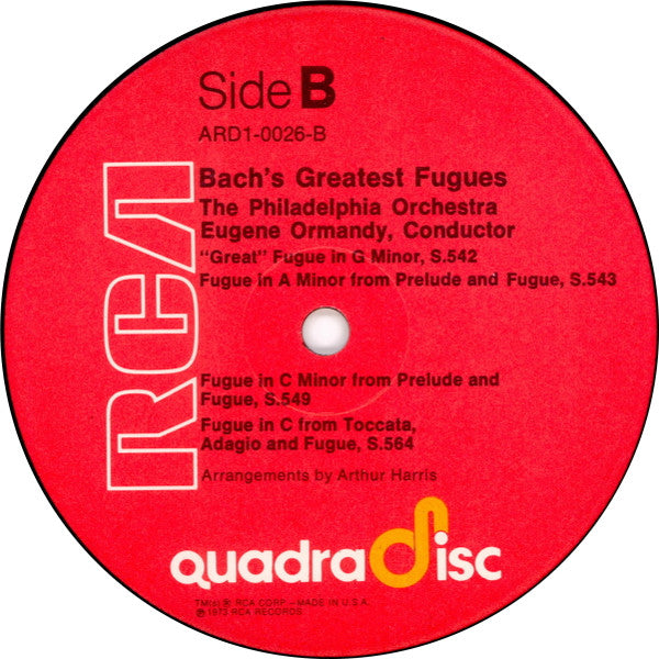 Johann Sebastian Bach, Eugene Ormandy, The Philadelphia Orchestra - Bach's Greatest Fugues Scored For Double Orchestra - LP
