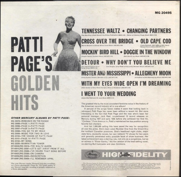 Patti Page - Golden Hits - LP