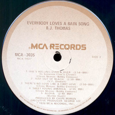 B.J. Thomas - Everybody Loves A Rain Song - LP