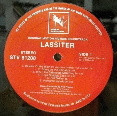 Ken Thorne - Lassiter (Original Motion Picture Soundtrack) - LP