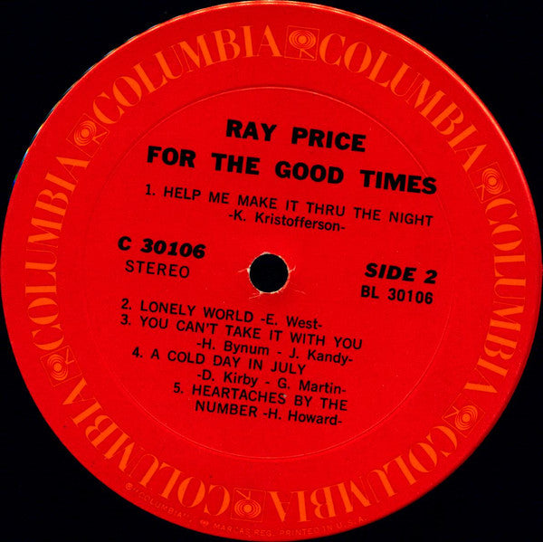 Ray Price - For The Good Times - LP