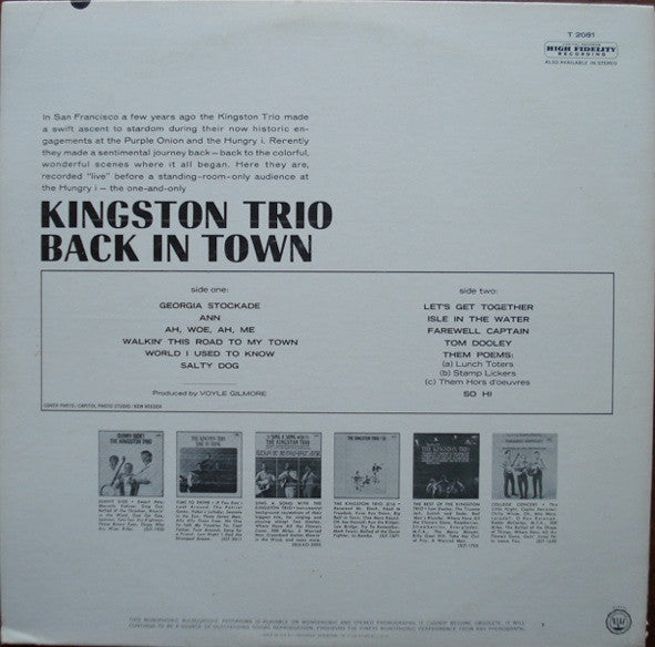 The Kingston Trio* - Back In Town - LP