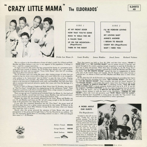The El Dorados Guest Artist: The Magnificents  - Crazy Little Mama - LP