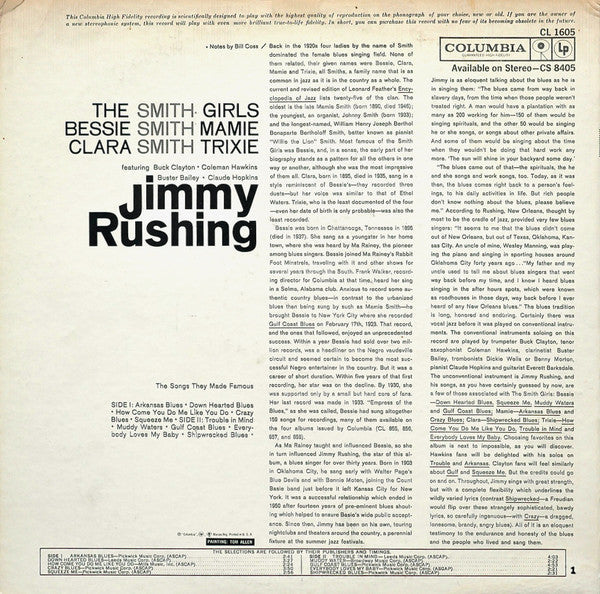 Jimmy Rushing And The Smith Girls - Bessie - Clara - Mamie & Trixie (The Songs They Made Famous) - LP