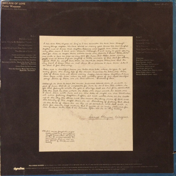 Porter Wagoner - Ballads Of Love - LP