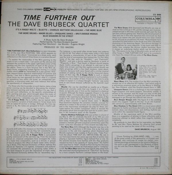 The Dave Brubeck Quartet - Time Further Out (Miro Reflections) - LP