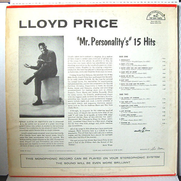 Lloyd Price - "Mr Personality's" 15 Big Hits - LP
