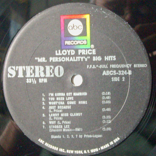 Lloyd Price - "Mr Personality's" 15 Big Hits - LP