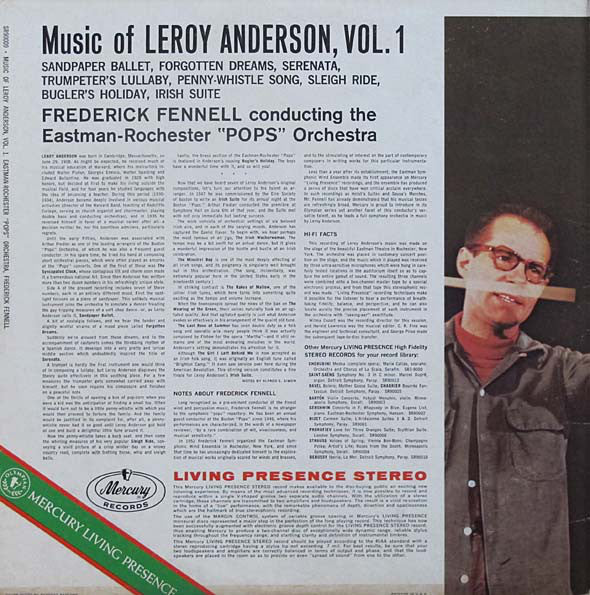 Leroy Anderson, Frederick Fennell, Eastman-Rochester Pops Orchestra* - The Music Of Leroy Anderson Vol. 1 - LP