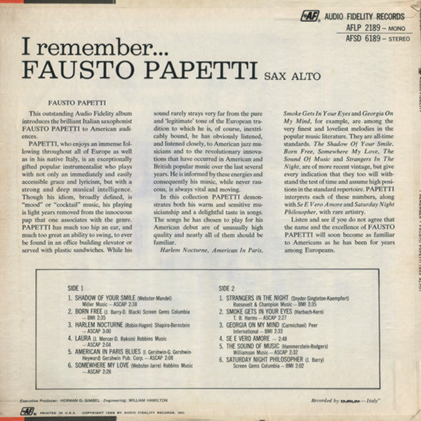 Fausto Papetti - I Remember - LP