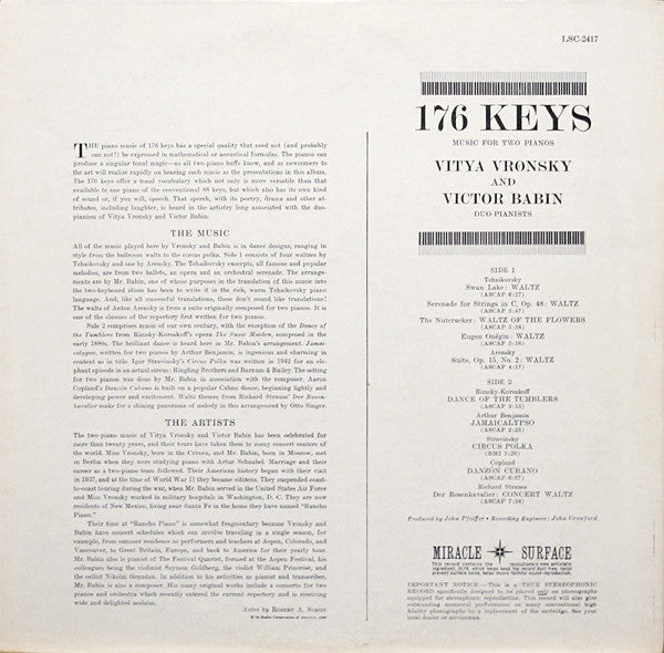 Vronsky And Babin - 176 Keys - Music For Two Pianos - LP