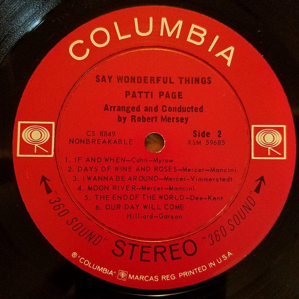 Patti Page - Say Wonderful Things - LP