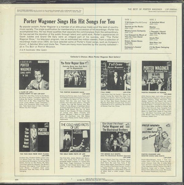 Porter Wagoner - The Best Of Porter Wagoner - LP