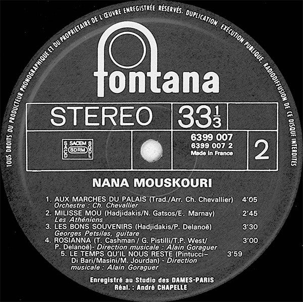 Nana Mouskouri - Une Voix Qui Vient Du Cœur - LP