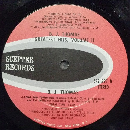 B.J. Thomas - Greatest Hits Volume Two - LP