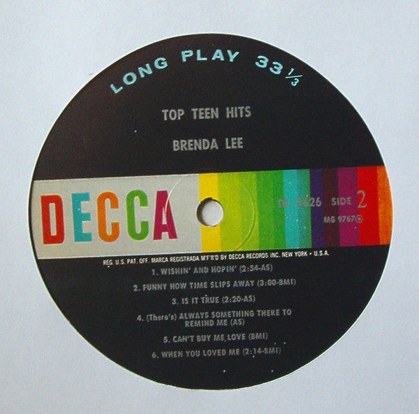 Brenda Lee - Brenda Lee Sings Top Teen Hits - LP