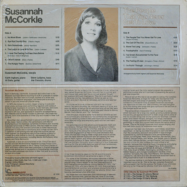 Susannah McCorkle - The People That You Never Get To Love - LP