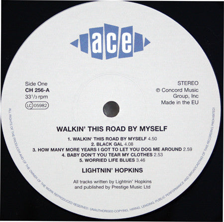 Lightnin' Hopkins - Walkin' This Road By Myself - LP