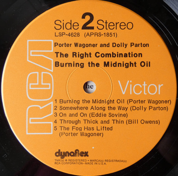 Porter Wagoner And Dolly Parton - The Right Combination Burning The Midnight Oil - LP