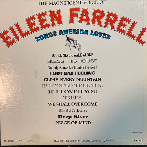 Eileen Farrell - Songs America Loves - LP