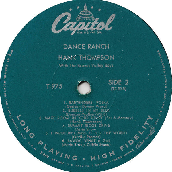 Hank Thompson With the Brazos Valley Boys* - Dance Ranch - LP